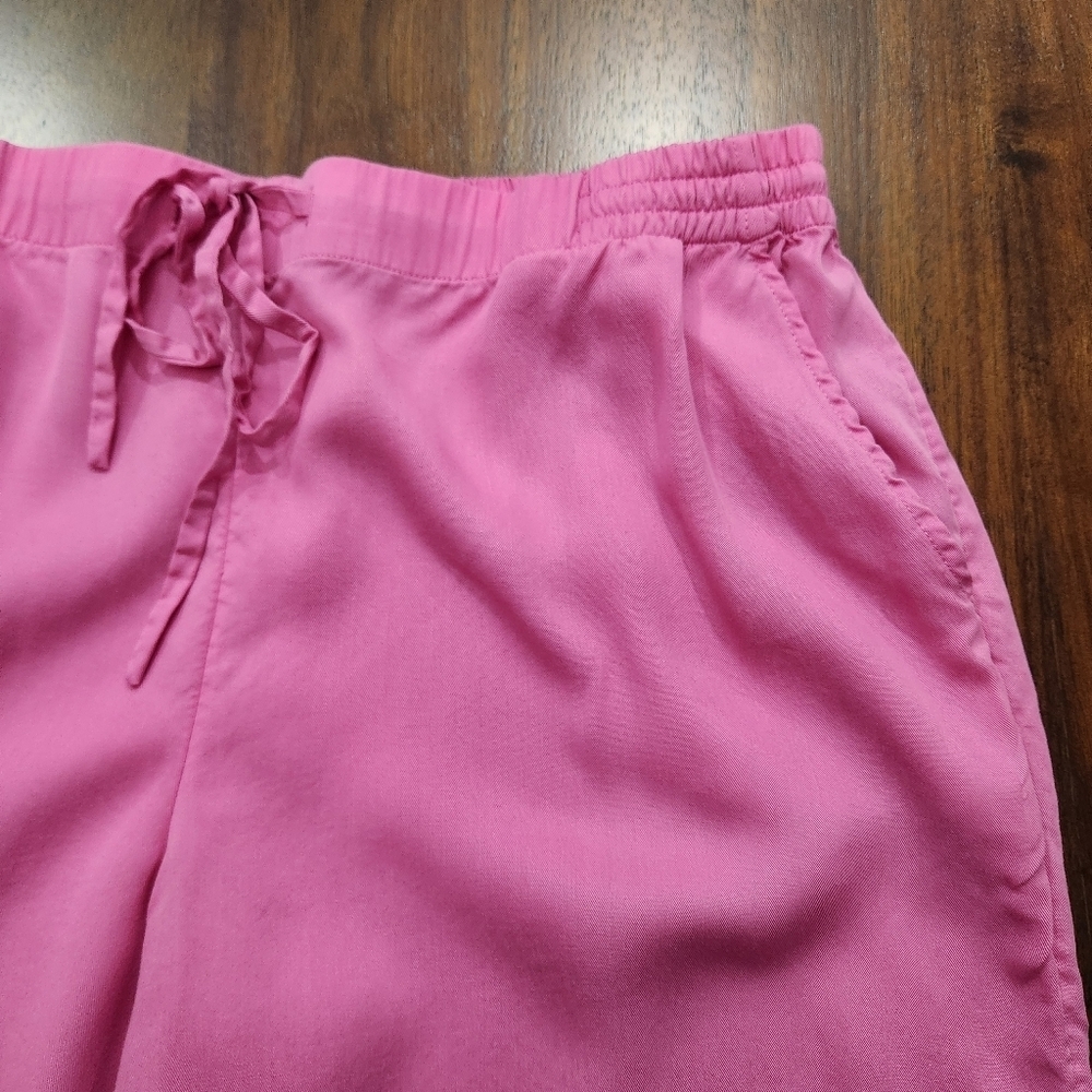 Soma Pajama Woven Set Long Sleeve Notch Collar Top Matching Pants Pink Sz L EUC - Picture 8 of 8